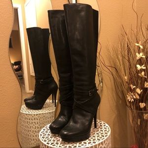 Michael Kors Black Leather Platform Stiletto Boots